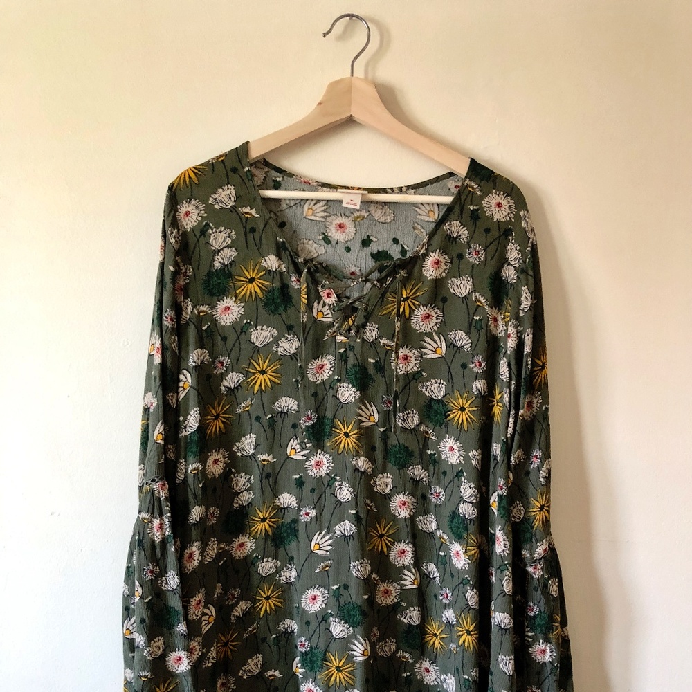 Mossimo Floral Print Bell Sleeve Mini Dress